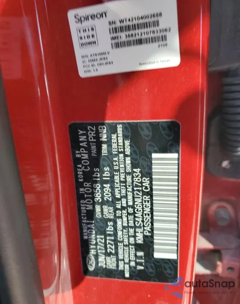 2022 Hyundai Elantra Sel z USA, uszkodzony, nr VIN KMHLS4AG6NU217834